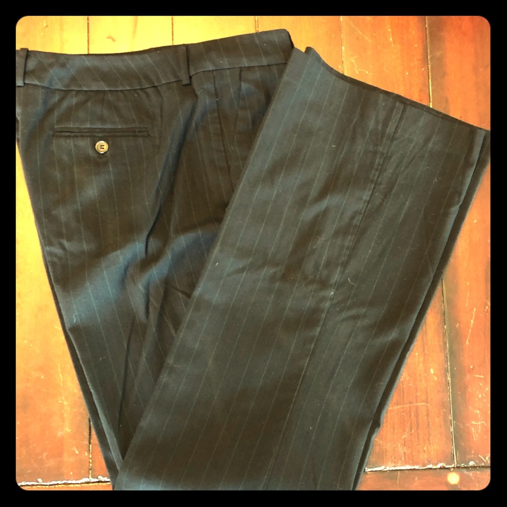 Black Pinstripe Bootcut Dress Pants